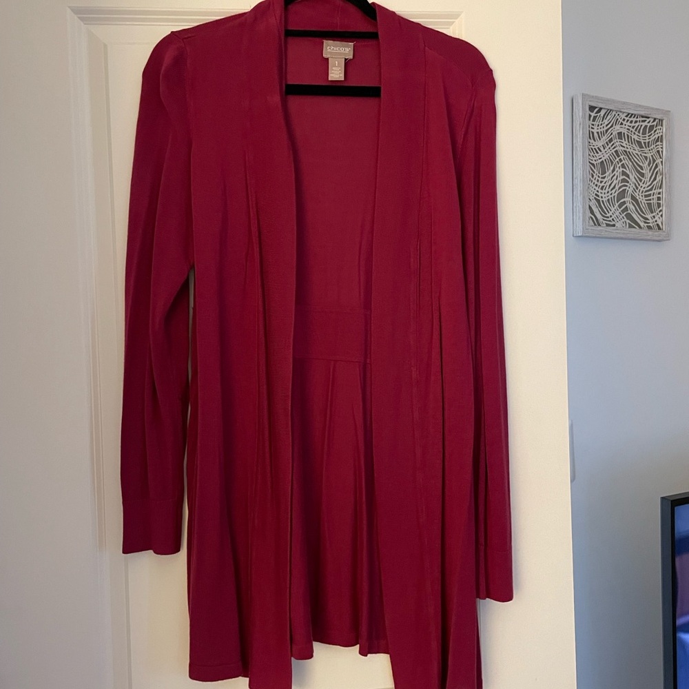 CHICOS SIZE 1 PINK CARDIGAN